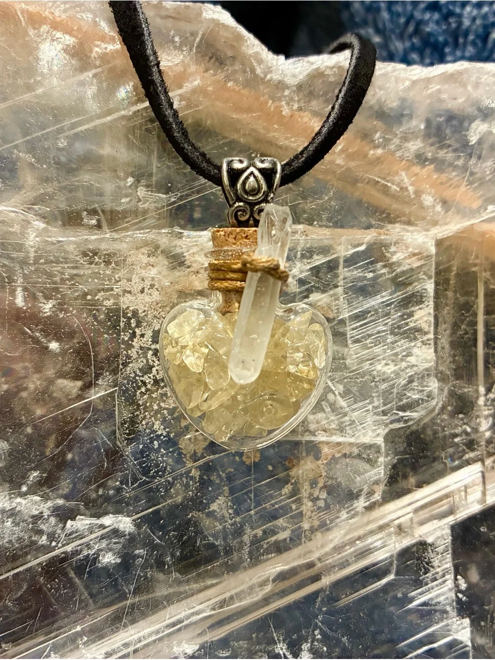 Handmade Citrine Heart Crystal Pendant Necklace